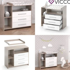 Vicco Wickelkommode Oskar Baby Wickelregal Kommode Wickeltisch Sonoma Weiß