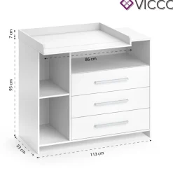 Vicco Wickelkommode Oskar Baby Wickelregal Kommode Wickeltisch Weiß