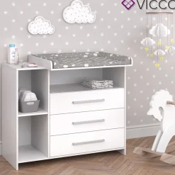 Vicco Wickelkommode Oskar Baby Wickelregal Kommode Wickeltisch Weiß