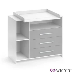 VICCO Wickelkommode OSKAR weiß grau Wickelregal Babymöbel Kommode Wickeltisch