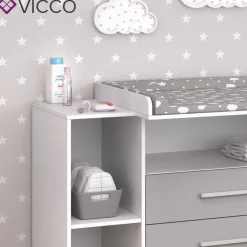 VICCO Wickelkommode OSKAR weiß grau Wickelregal Babymöbel Kommode Wickeltisch