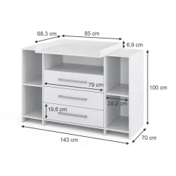 Vicco Wickelkommode Oskar XL 143 x 100 cm, Weiß, Wickeltisch inkl. Wickelauflage