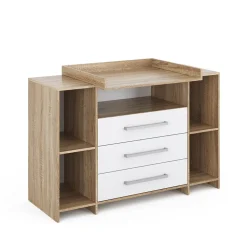 Vicco Wickelkommode Oskar XL 143 x 100 cm, Sonoma Weiß, inklusive Wickelauflage