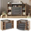 Vicco Wickelkommode Oskar XL 143 x 100 cm, Eiche Anthrazit, inkl. Wickelauflage