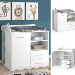 Vicco Wickelkommode Wickeltisch Wickelschrank Lea Weiß Wickelaufsatz Schublade