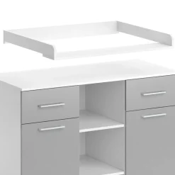Vicco Wickelkommode Wickeltisch Wickelregal Leonie mit Wickelaufsatz Weiß/Grau