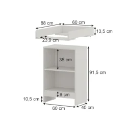 Vicco Wickeltisch Mona 60 x 88 cm, Weiß, Wickelkommode inkl. Wickelauflage