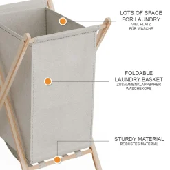 Vicco Wäschekorb Bruno Beige 40 x 64 cm