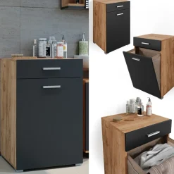 Vicco Wäschekorb Wäscheschrank Badschrank Matteo ANT/GKO Waschmaschinenschrank