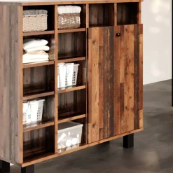 Vicco Wäscheschrank Badezimmerschrank Badschrank mit Wäschekorb Fynn Badmöbel