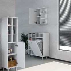 Vicco Wäscheschrank Fynn Badschrank mit Wäschekorb Badezimmerschrank Badmöbel