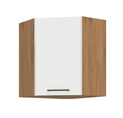 Vigo Eckhängeschrank 60x60 Eiche Lancelot Weiß Hochglanz Küchenzeile Einbauküche