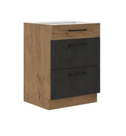 Vigo Unterschrank 60 cm Eiche Lancelot Matera Grau Vollauszug Soft-Close Küche