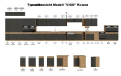 Vigo Unterschrank 80 cm Eiche Lancelot Matera Grau Vollauszug Soft-Close Küche