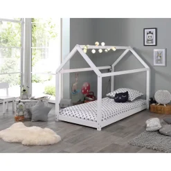 Vipack Hausbett Cabe 90 x 200 cm, weiß Kiefer massiv