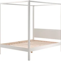 Vipack Himmelbett 140 x 200 cm, mit Lattenrost und Himmel Gestänge Farbe weiß
