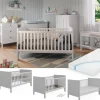 Vitalispa Babybett Ajaton Weiß 144,4 x 83 cm mit Matratze