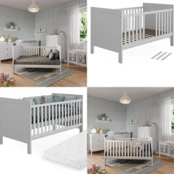 Vitalispa Babybett Ajaton Weiß 144,4 x 83 cm mit Matratze