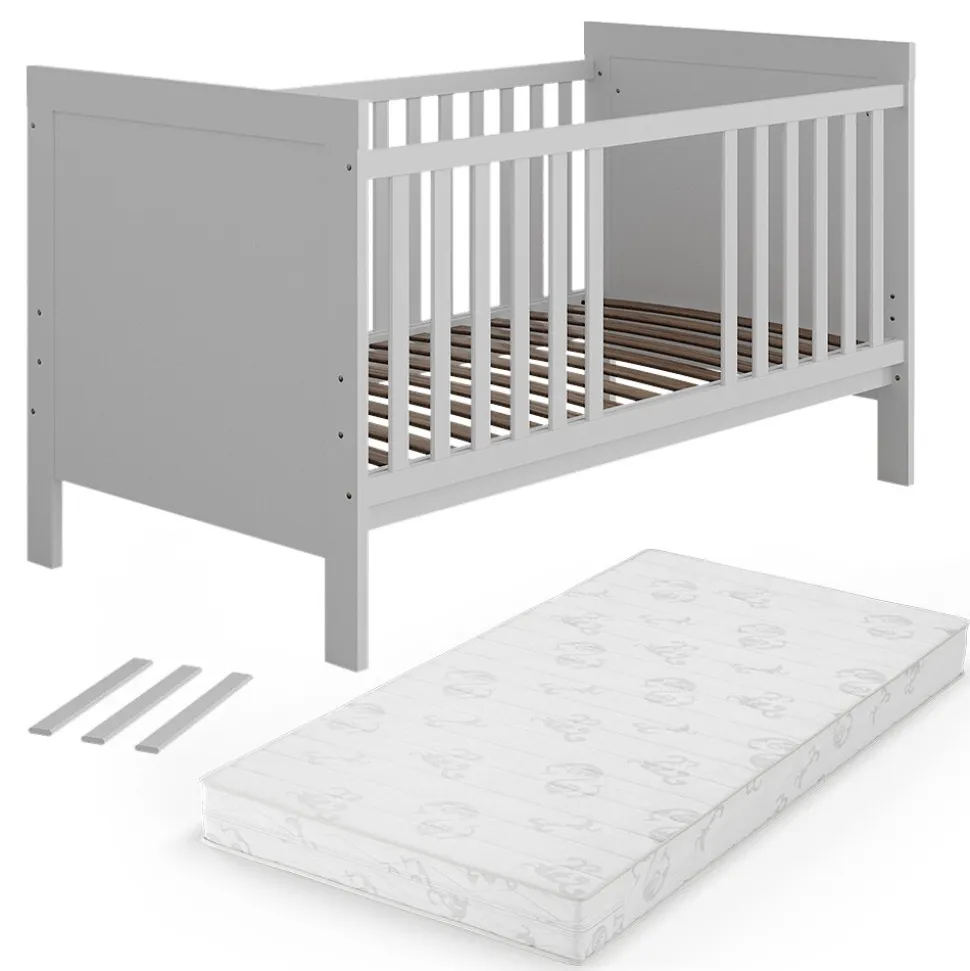 Vitalispa Babybett Ajaton Weiß 144,4 x 83 cm mit Matratze