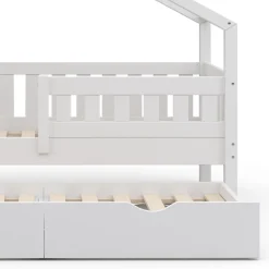 VitaliSpa Design Kinderbett 160x80 Babybett Hausbett Gästebett Lattenrost weiß