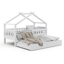 VitaliSpa Design Kinderbett 160x80 Babybett Hausbett Gästebett Lattenrost weiß