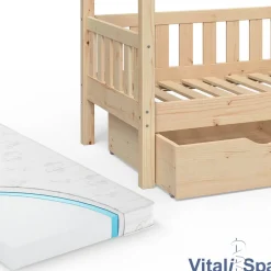 VitaliSpa Design Kinderbett 160x80 Babybett Jugendbett 2 Schubladen Lattenrost Matratze