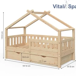 VitaliSpa Design Kinderbett 160x80 Babybett Jugendbett 2 Schubladen Lattenrost Matratze