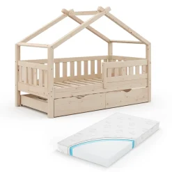 VitaliSpa Design Kinderbett 160x80 Babybett Hausbett Gästebett Matratze natur