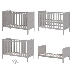 VitaliSpa Gitterbett Babybett Kinderbett Tobi Kombinationsbett umbaubar Weiß