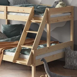 VitaliSpa Hochbett Kinderbett Spielbett Everest Natur modern 140x200 Massivholz Kinderzimmer Bett Lattenrost Bettleiter Kletterbett Doppelbett Geschwisterbett Gästebett Schubladenbett