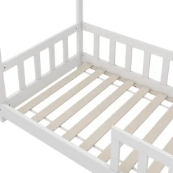 VitaliSpa Kinderbett Bettenhaus Einzelbett Michelle Weiß 160 x 80 cm modern Kinderzimmer Bett Lattenrost Rausfallschutz
