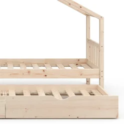 VITALISPA Kinderbett DESIGN HausbettGästebett LattenrostNatur 90x200 Schublade