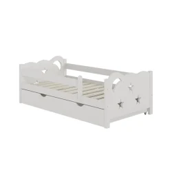 VitaliSpa Kinderbett Einzelbett Juniorbett Jessica Weiß 140x70 cm modern Kinderzimmer Bett Bettschublade Rausfallschutz