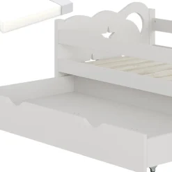 VitaliSpa Kinderbett Einzelbett Juniorbett Jessica Weiß 140x70 cm Matratze modern Kinderzimmer Bett Bettschublade Rausfallschutz