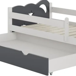 VitaliSpa Kinderbett Einzelbett Juniorbett Jessica Weiß Grau 140x70 cm modern Kinderzimmer Bett Bettschublade Rausfallschutz