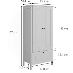 Vitalispa Kinderkleiderschrank Ajaton Weiß 83,3 x 187 cm