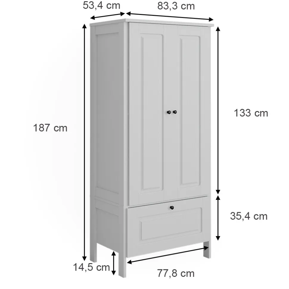 Vitalispa Kinderkleiderschrank Ajaton Weiß 83,3 x 187 cm