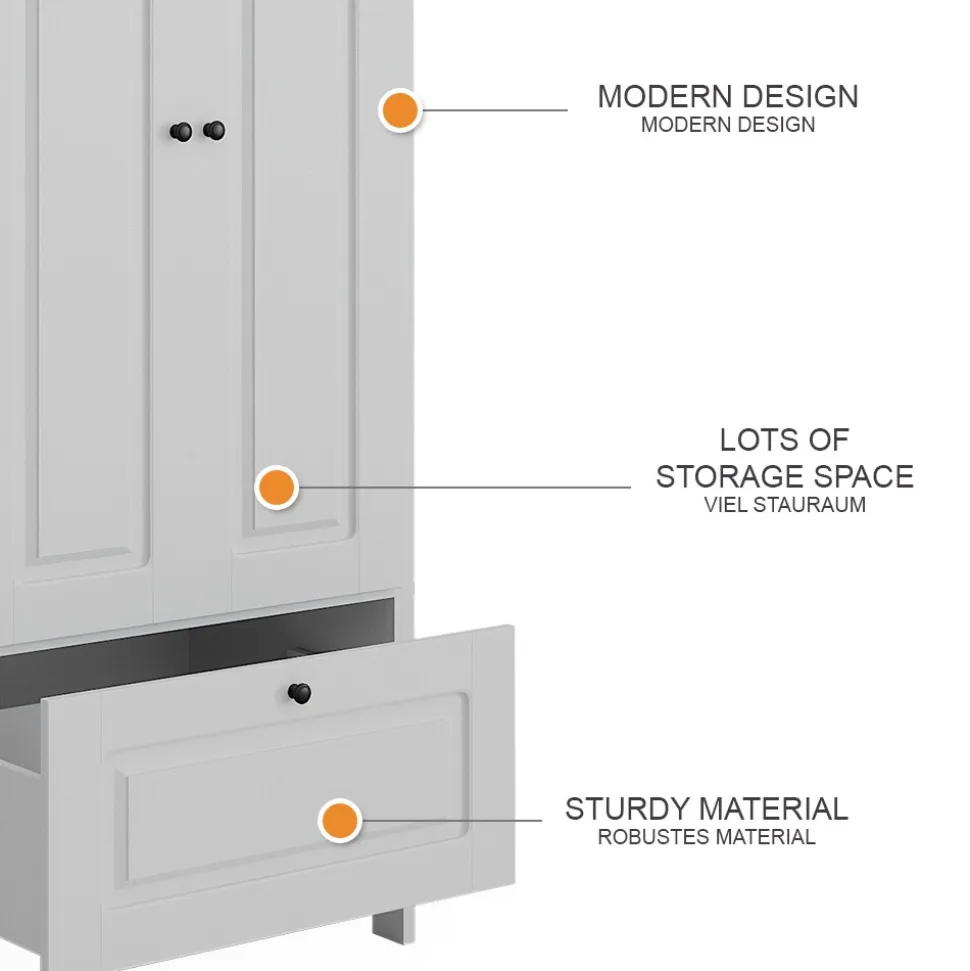 Vitalispa Kinderkleiderschrank Ajaton Weiß 83,3 x 187 cm