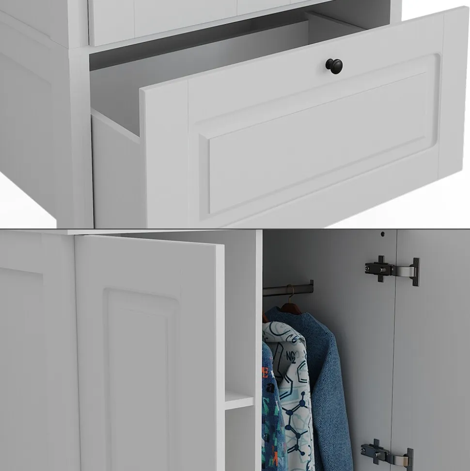 Vitalispa Kinderkleiderschrank Ajaton Weiß 83,3 x 187 cm