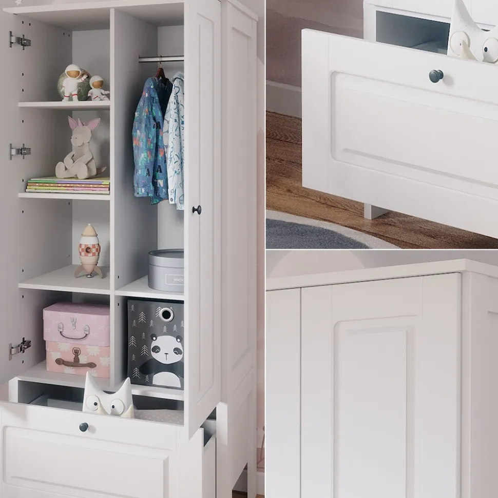 Vitalispa Kinderkleiderschrank Ajaton Weiß 83,3 x 187 cm