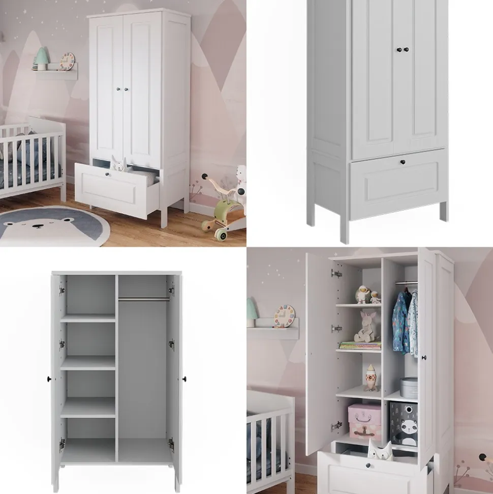 Vitalispa Kinderkleiderschrank Ajaton Weiß 83,3 x 187 cm