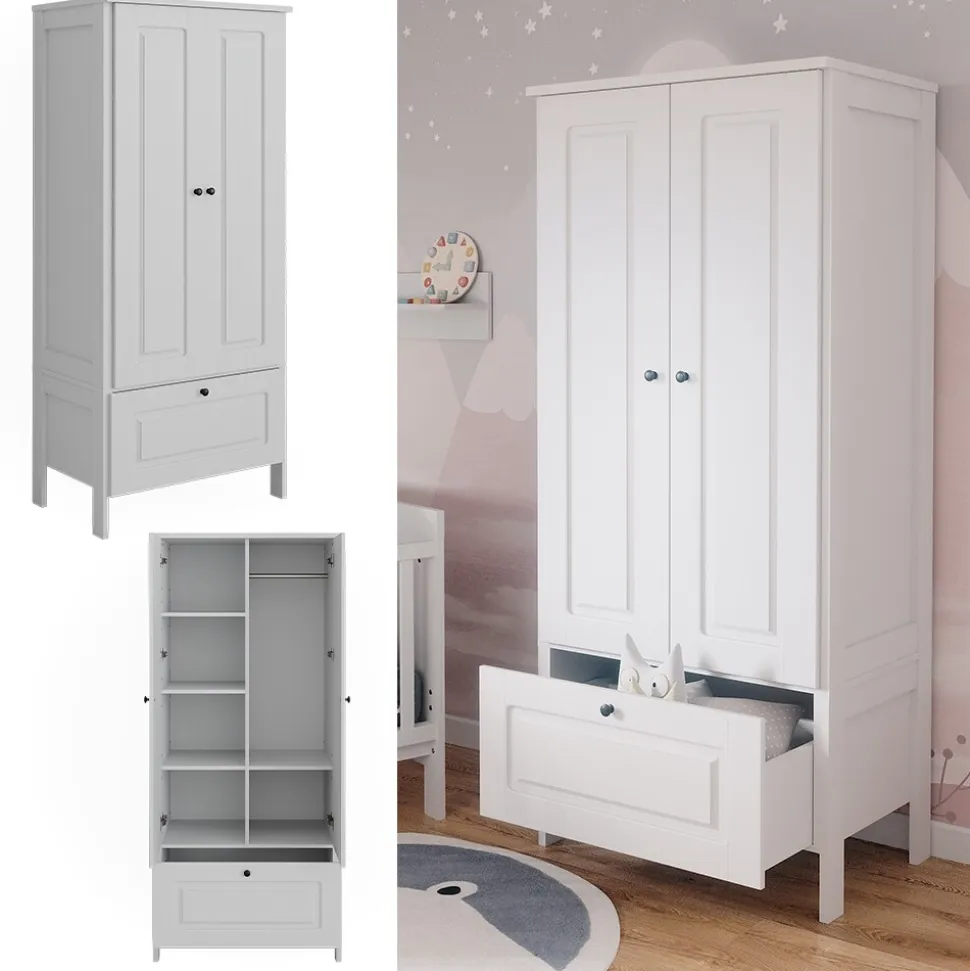 Vitalispa Kinderkleiderschrank Ajaton Weiß 83,3 x 187 cm