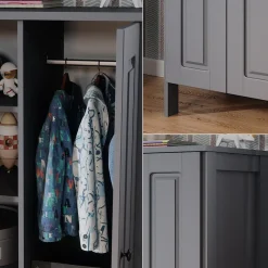 Vitalispa Kinderkleiderschrank Ajaton Grau 70 x 120,6 cm