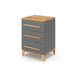 VitaliSpa Kommode Malia 60x88cm für Kinderzimmer, Schrank mit 3 Schubladen, grau
