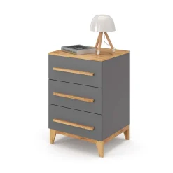 VitaliSpa Kommode Malia 60x88cm für Kinderzimmer, Schrank mit 3 Schubladen, grau
