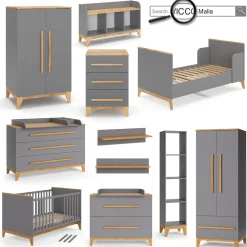 VitaliSpa Kommode Malia 60x88cm für Kinderzimmer, Schrank mit 3 Schubladen, grau