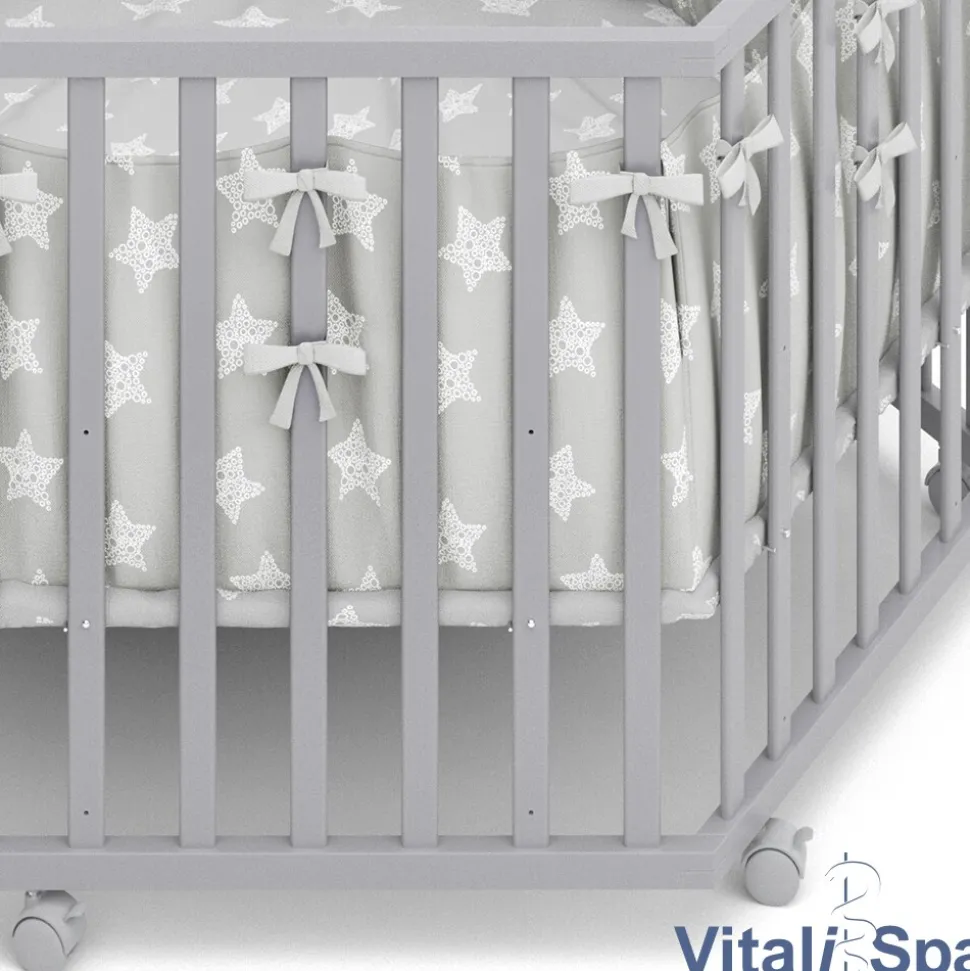 VITALISPA Laufgitter 6-eckig grau mit Laufgittereinlage Laufstall Krabbelgitter