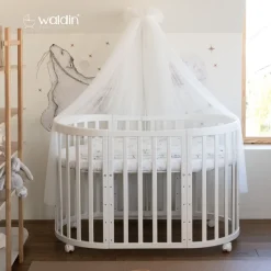 Waldin Babybett OWAL Kinderbett 7in1 mit Matratze, mitwachsendes Kinder-Bett