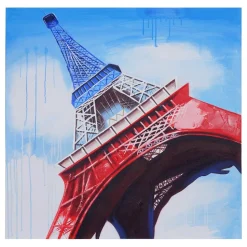 Wandbild Eiffelturm Tricolore, 100% handgemaltes Ölgemälde Gemälde XL, 100x100cm