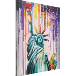 Wandbild Freiheitsstatue, 100% handgemaltes Ölgemälde 3D-Bild Gemälde XL, 100x80cm
